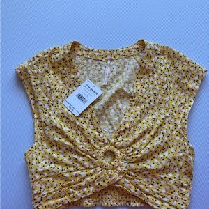 Free People Yellow Patterned Blouse